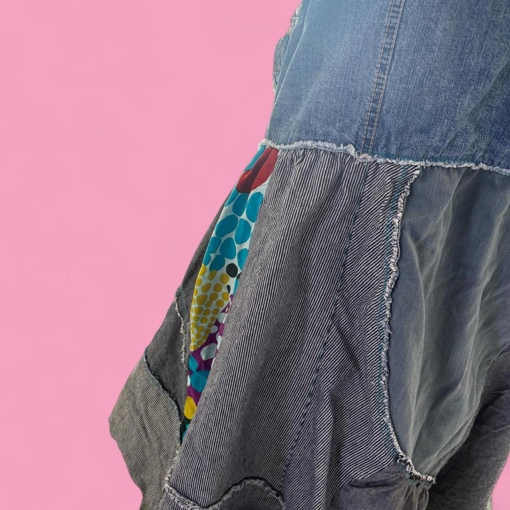 Vintage Desigual Denim Patchwork Assymetrical Flo… - image 7